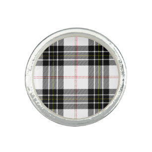 MacPherson tartan black white plaid Ring