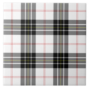 MacPherson tartan black white plaid Tile