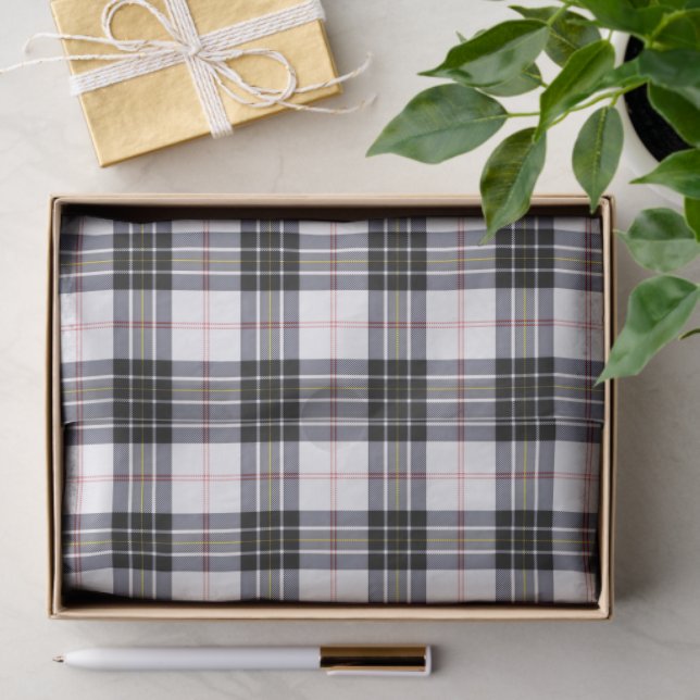 MacPherson tartan black white plaid Tissue Paper (Gift)