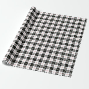 MacPherson tartan black white plaid Wrapping Paper