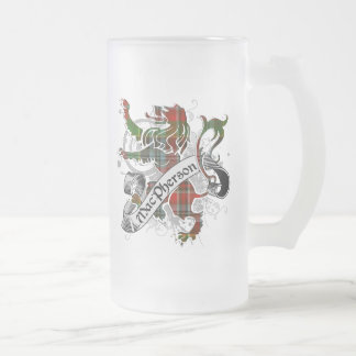 MacPherson Tartan Lion Frosted Glass Beer Mug