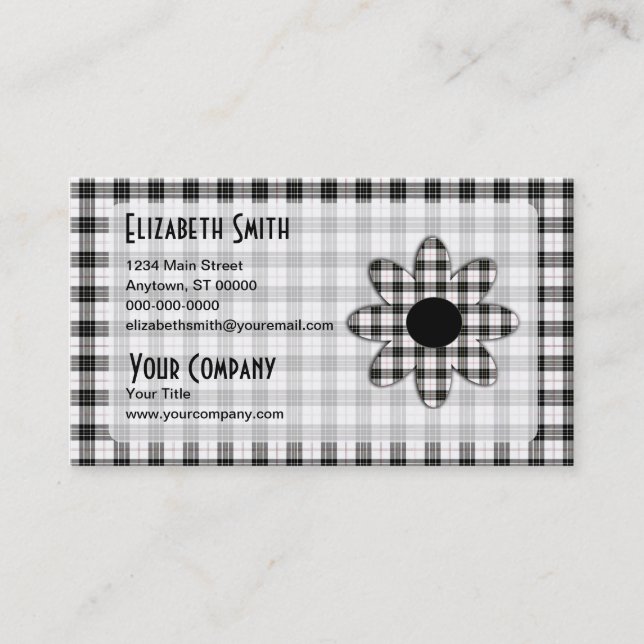 Macpherson Tartan Plaid Daisy Business Card (Front)