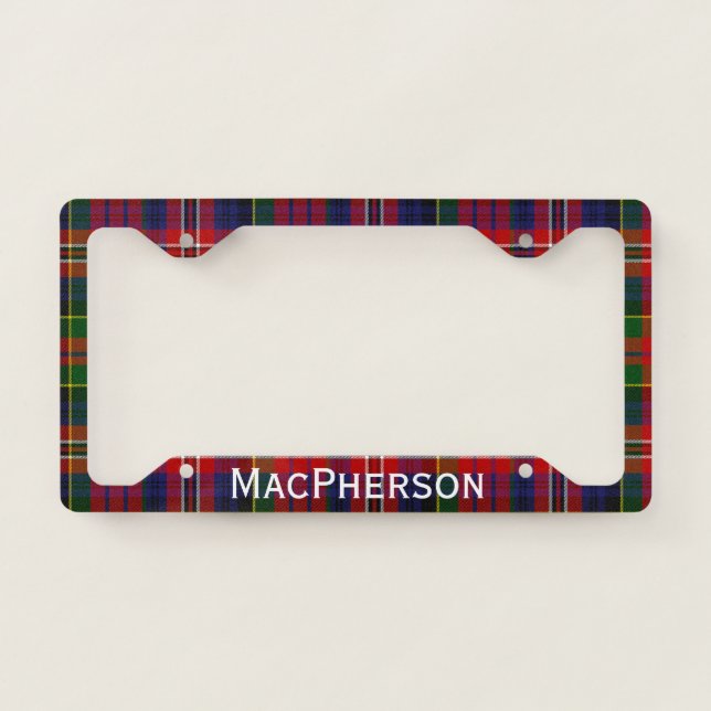 MacPherson Tartan Plaid License Plate Frame (Front)