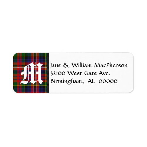 MacPherson Tartan Plaid Monogram Address Labels