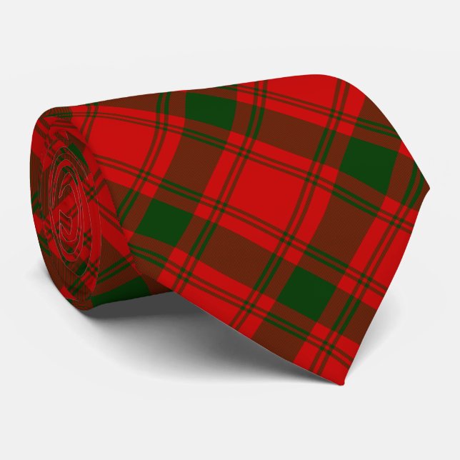 MacQuarrie tartan red green plaid Neck Tie (Rolled)