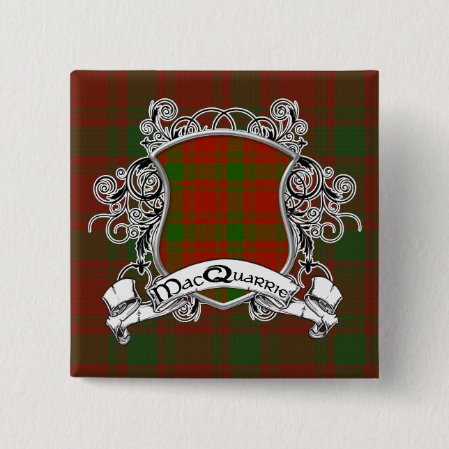 MacQuarrie Tartan Shield Pinback Button (Front)
