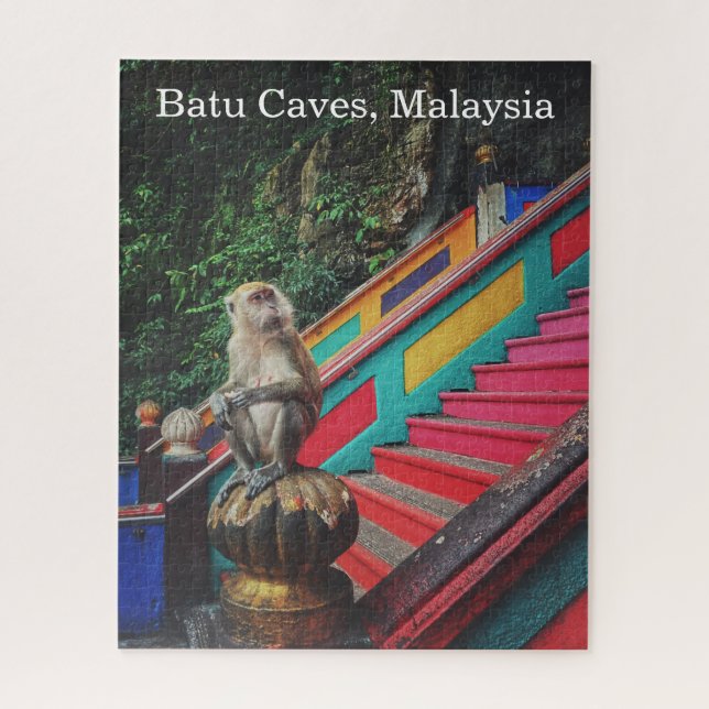 Macque Monkey at Batu Caves, Malaysia Travel Jigsaw Puzzle (Vertical)