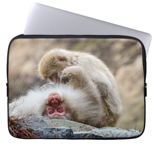 Macque Monkey, Enjoying the Good Life Laptop Sleeve (Front)