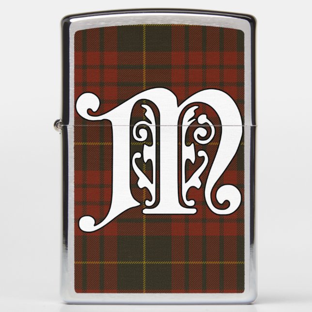 MacQueen Clan Tartan Monogram Zippo Lighter (Front)