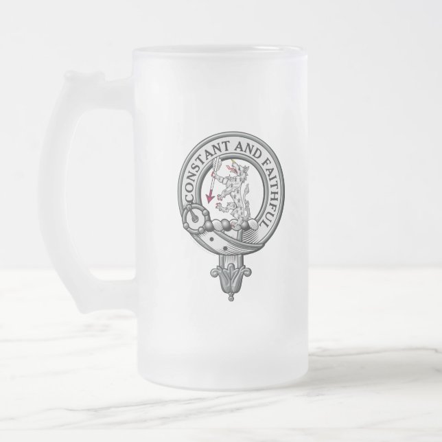 MacQueen Crest Badge Frosted Glass Beer Mug (Left)
