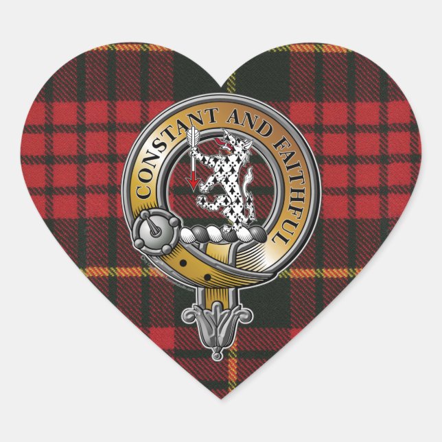 MacQueen Tartan & Badge Heart Sticker (Front)