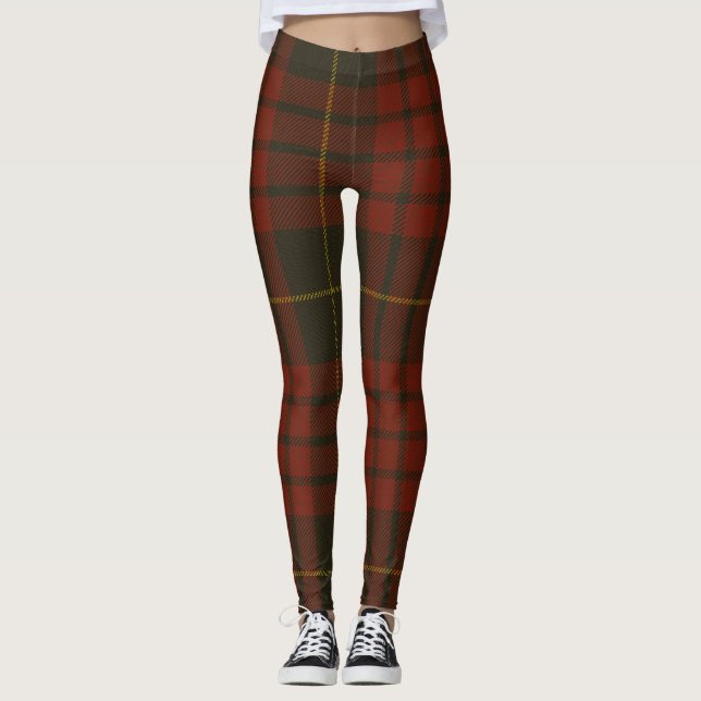 MacQueen Tartan Clan Plaid Leggings (Front)