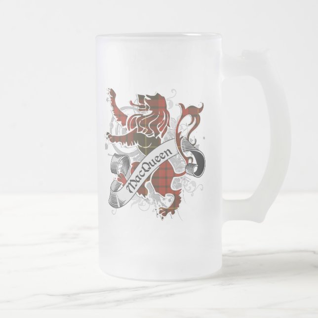 MacQueen Tartan Lion Frosted Glass Beer Mug (Right)