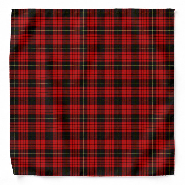 MacQueen Tartan Red and Black Plaid Bandana (Front)