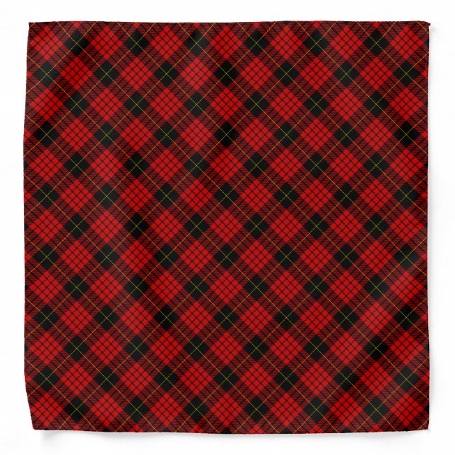 MacQueen Tartan Red and Black Plaid Bandana (Front)