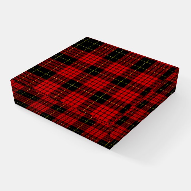 MacQueen Tartan Red and Black Plaid Paperweight (Angled)
