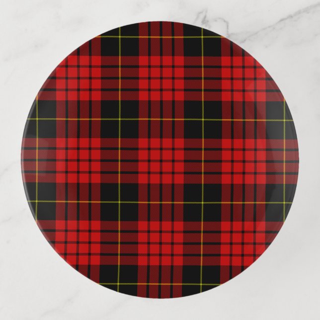 MacQueen Tartan Red and Black Plaid Trinket Tray (Front)
