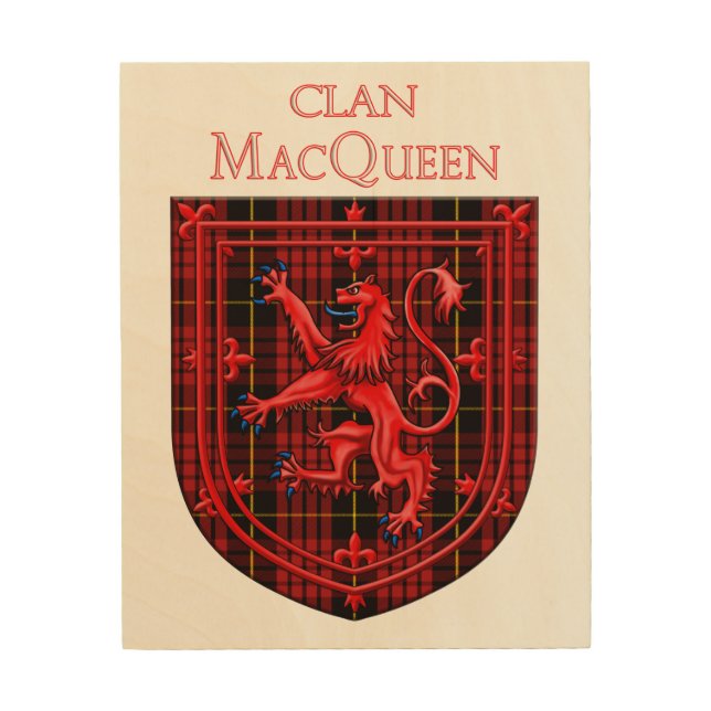 MacQueen Tartan Scottish Plaid Lion Rampant Wood Wall Art (Front)