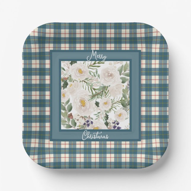 Macrae Conchra Scottish Clan Tartan Christmas Paper Plates (Front)