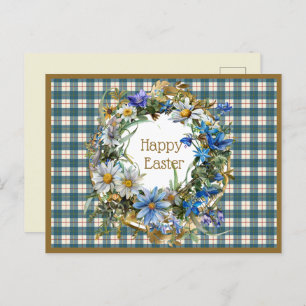 MacRae Conchra Scottish Tartan Easter Floral Holiday Postcard