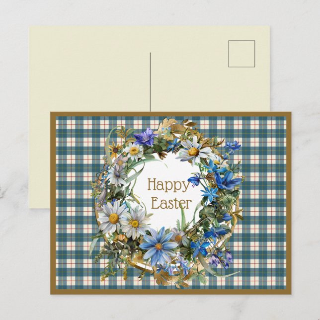 MacRae Conchra Scottish Tartan Easter Floral Holiday Postcard (Front/Back)