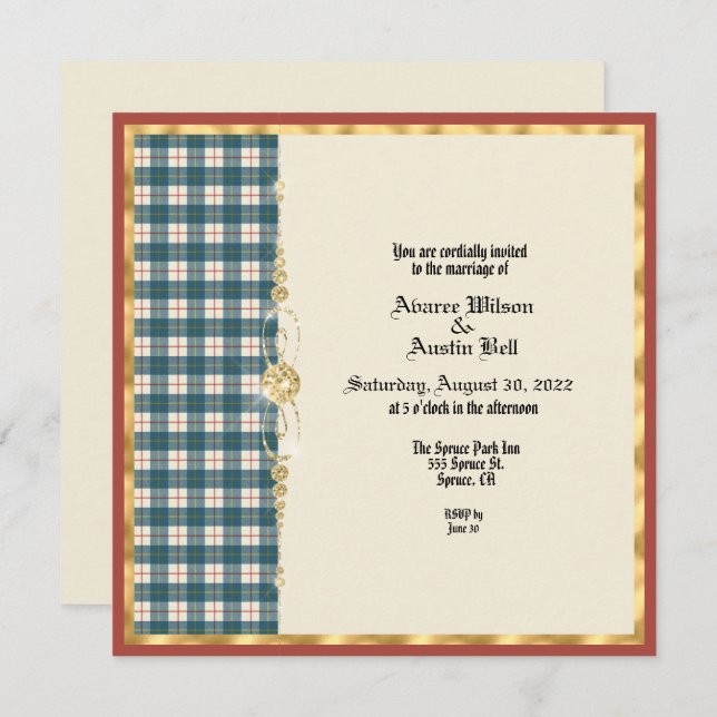 MacRae Conchra Tartan Wedding Invitation (Front/Back)