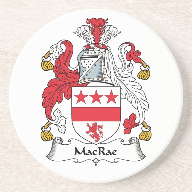 MacRae Family Crest Sandstone Coaster (Front)