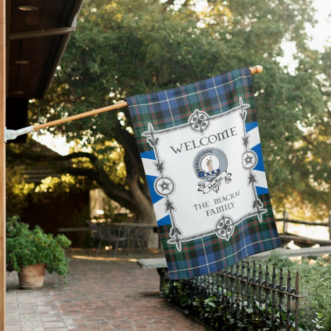 MacRae Hunting Ancient Tartan Garden Flag - Clan B (In SItu)