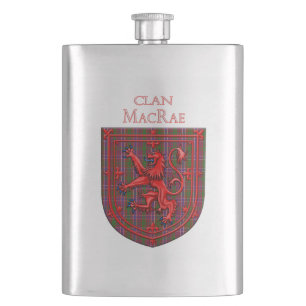 MacRae Tartan Scottish Plaid Lion Rampant Flask