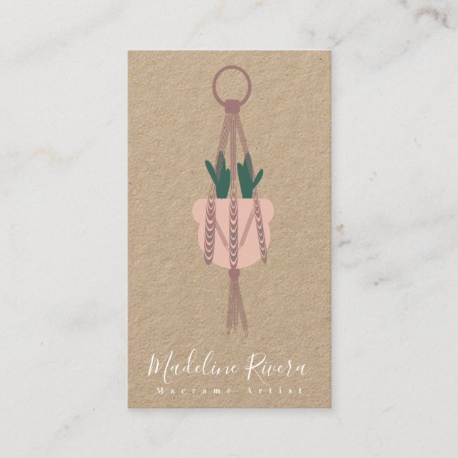 Macrame Artist Handmade Design Hanging Cactus Business Card (Front)