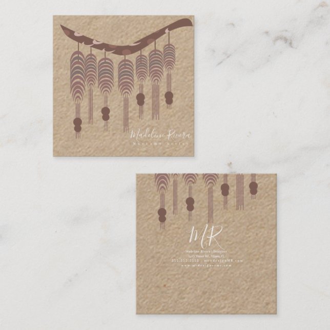 Macrame Artist Handmade Designer Artist Square Business Card (Front/Back)