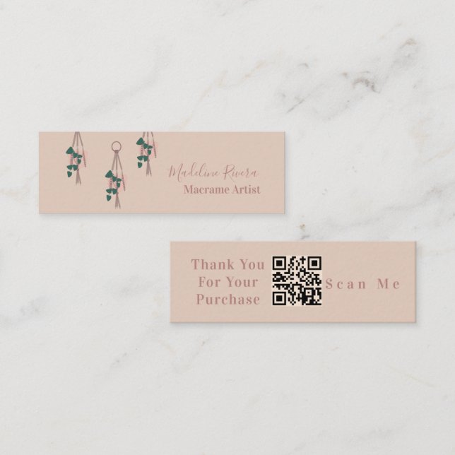 Macrame Artist Handmade Hanging Plants Earthy Mini Business Card (Front/Back)