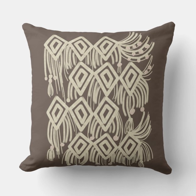 Macrame Bohemian Knitting Drawing Pattern Throw Pillow (Front)