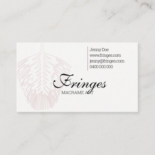 Macrame Business Card with Macrame Feather