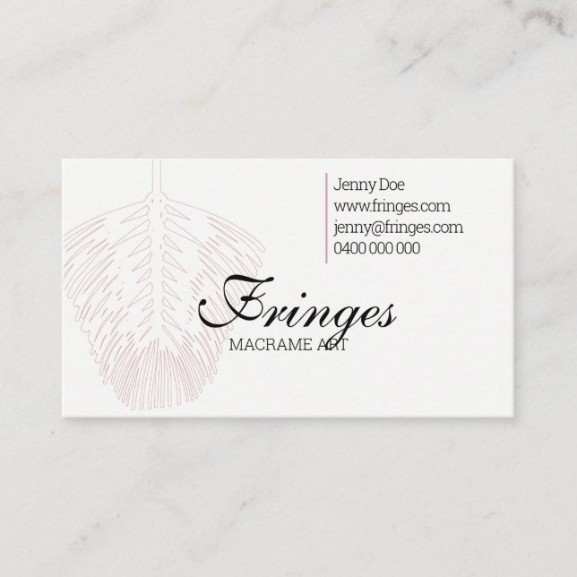 Macrame Business Card with Macrame Feather (Front)