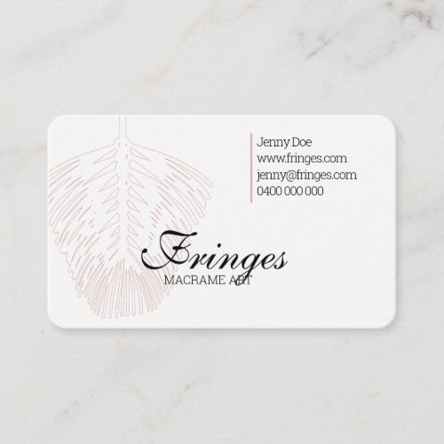 Macrame Business Card with Macrame Feather