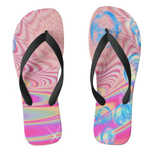 MACRAME'- Colorful Abstract Image of Fractal Art - Flip Flops