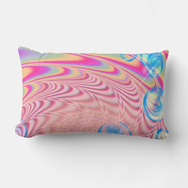 MACRAME'- Colorful Abstract Image of Fractal Art - Lumbar Pillow (Front)
