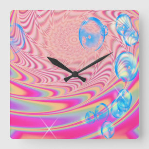 MACRAME'- Colorful Abstract Image of Fractal Art - Square Wall Clock
