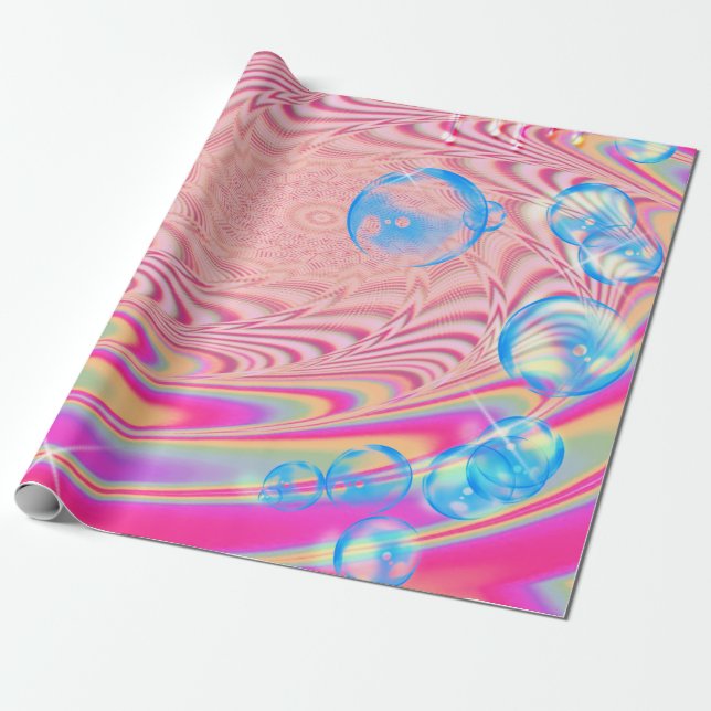 MACRAME'- Colorful Abstract Image of Fractal Art - Wrapping Paper (Unrolled)