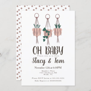 Macrame Plant Hanger Planter Boho Baby Shower Invitation