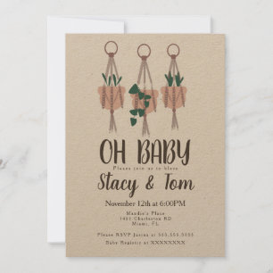 Macrame Plant Hanger Planter Pots Baby Shower Invitation
