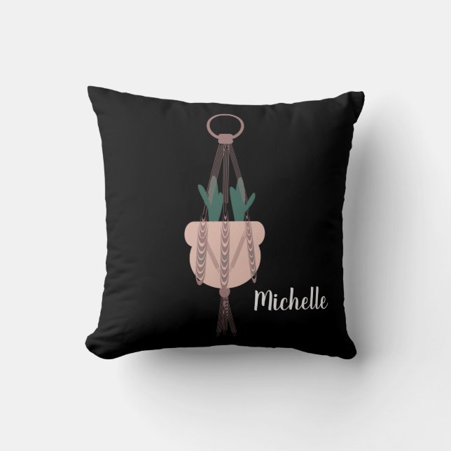 Macrame Plant Hanger Planter Pots Trailing Cactus Throw Pillow (Front)