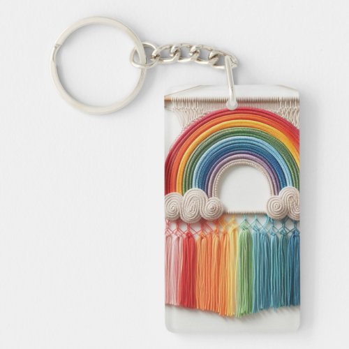 Macrame Rainbow Keychain