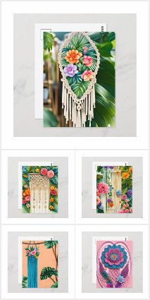 Macrame with flowers, Postcrossing Postcards