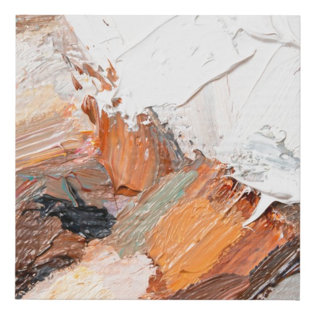 Macro. Abstract art. Expressive embossed pasty oil Faux Canvas Print (Front)