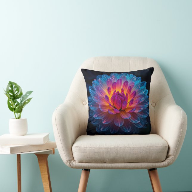 Macro Aurora Bloom Throw Pillow (Chair)