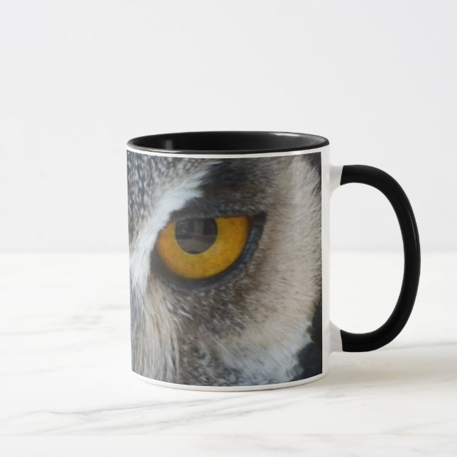 Macro Black and White Owl Mug (Right)