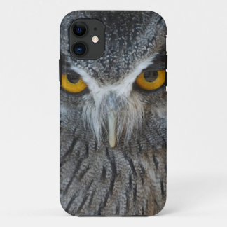 Macro Black and White Scops Owl iPhone 11 Case