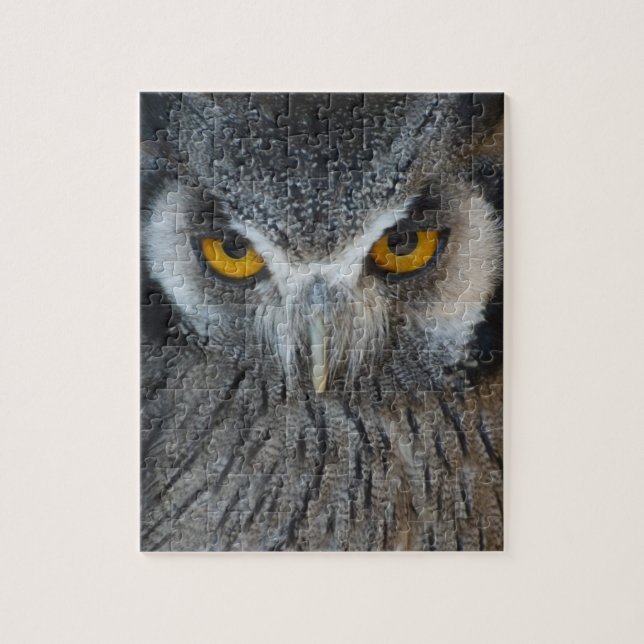 Macro Black and White Scops Owl Jigsaw Puzzle (Vertical)